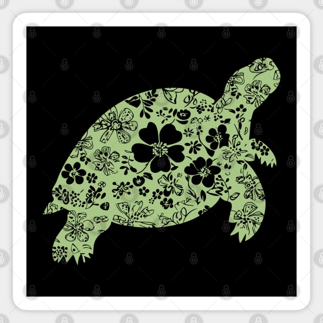 Floral Tortoise – Patience Meets Art Sticker by TuncGK